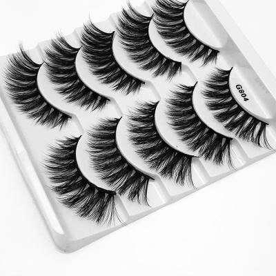 China Soft Natural 5 Pairs Natural False Eyelashes Flat Lashes Handmade Makeup Eye Lash Create Your Own Private Long Lashes Label for sale