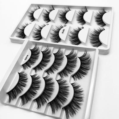 China Natural Soft Than Clean Faux Mink Eyelash With Shape Box Mink Eyelashes With Private Brand Label 5 Pairs Lashes Reserve for sale