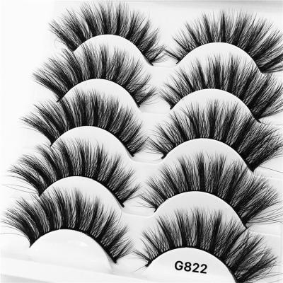 China Natural Soft Hot Selling 5 Pairspack Natural False Eyelashes And Long Handmade Makeup Vegan Eyelashes for sale