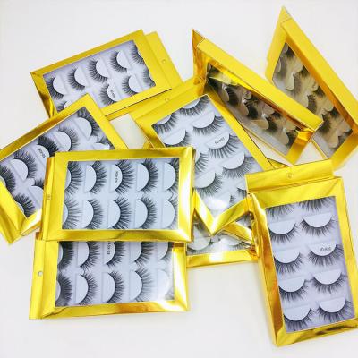 China Wholesale Cheap Price Natural Soft Lashes 5 Pairs Premium Synthetic Hair Silk False Eyelash With Holographic Eyelashes Packaging Box for sale