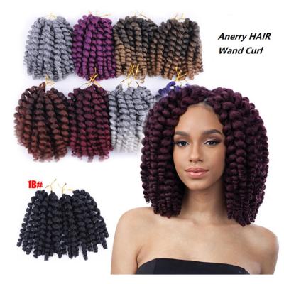 China Nervous Hair 8inch Ombre Wand Curl Crochet Braids Synthetic Jamaican Bounce Crochet Hair Extension 20 Roots For Black Women for sale