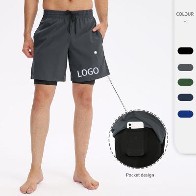 China YL Logo Double Layer High Elastic Breathable Custom Basketball Training Fitness Quick Dry Mens Workout Gym Shorts for sale