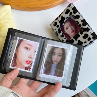 China Cute PVC Cow Pattern Kpop Card Binder 32 Pockets Photo Album 3 Inch Square Hollow Rack Instax Mini Album Photocard Collect Book for sale