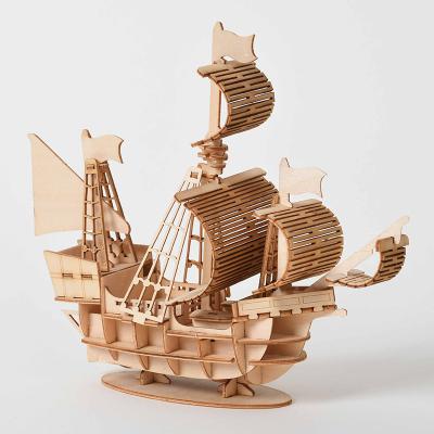 China Japan Laser Cutting DIY Navigation Ship Train Plane Toys Wooden 3D Puzzle Toy Assembly Model Kits Desk Decoration For Kids Children for sale