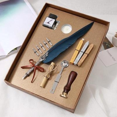 China Retro Dip Pen Writing Ink Set Stationery Quill Fountain Pens Creative Vintage Calligraphy Pen Birthday Gift Nonprofit Organizations for sale