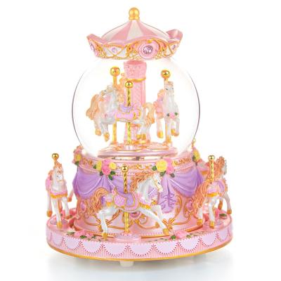 China 2022 Decorative Muziekdoos Box High Quality Love Gift Carousel Horse Music Box Birthday Gift Crystal Ball Music Box Creative Glass for sale