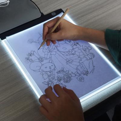 China Self Adhesive LED Lit A4 Drawing Board Painting Canvas Tablet Light Pad Sketch Book Blank Canvas For Acrylic Watercolor Painting Gift for sale