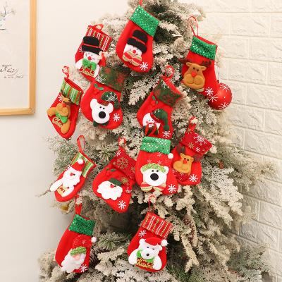 China Santa Claus Small Gift Bag Sequin Christmas Applique Fabric Stocking Stuffer Decoration Gift Pouches Gift Bag for sale