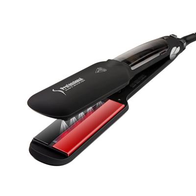 China Adjustable Heat Settings Dual Voltage Infrared Hair Straightener LCD Display Salon Performance Anti-Scald Ceramic 450F for sale