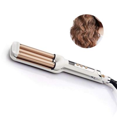 China Adjustable Heat Settings Private Label Crimp Iron 3 Barrel Hair Crimper Ceramic Anti-Scald Hair Hesitate 16mm Perm 230C/450F for sale