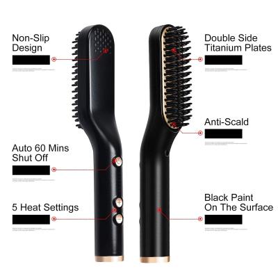 China Multifunctional Men's Beard Straightener Men's Beard Straightener Hair Curler Electric Heating Comb Brush for sale