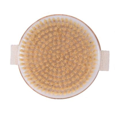 China New Designs All Natural Round Bath Brush 11cm Natural Bamboo Round Body Care Brush With Soft Bristle for sale