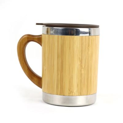 China Sustainable hot sale bamboo tumbler mug stainless steel bambus water bottle mugs travel coffee mugs for sale