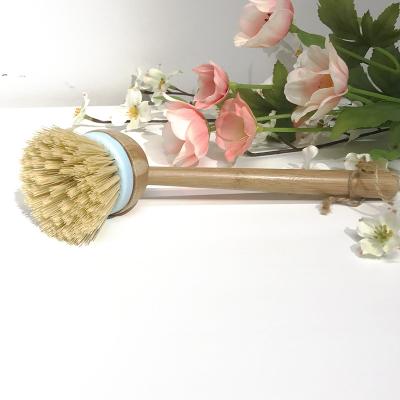 China Willest Eco Sustainable Brush Kitchen Sisal Bamboo Dish Round Cleaning Brushes With Long Handle for sale