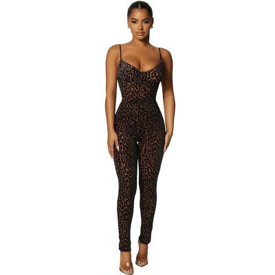 China 2021 New Arrivals Autumn Leopard Pattern Backless Womens Breathable Jumpsuits For Women Overalls for sale