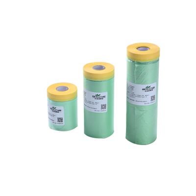 China With Different Sizes Glue Protective Cover Wholesale Masking Film Roll With Tape For Painting for sale