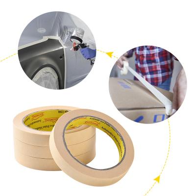 China Heat Resistant Custom High Temperature Automotive Paint Elephant Roll Yellow Paper Tape For Car Painting for sale