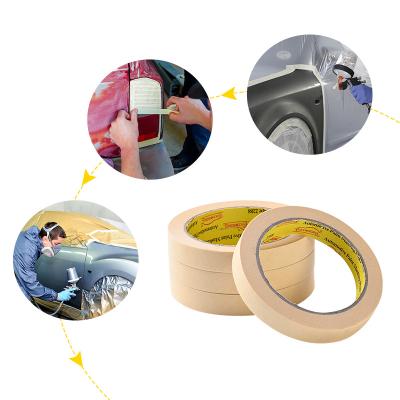 China OEM ODM Yellow Car Paint Automotive High Temperature Crepe Paper Tape for sale