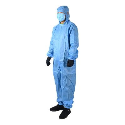 China Best Selling Breathable 100% Polyester Antistatic Blue Dustproof Industrial Workwear for sale