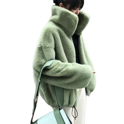 China Women Faux Fur Half Zipper Pocket Drawstring Waterproof Soft Waist Striped Winter Hood Coat for sale