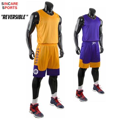 China Breathable Wholesale In Running Sports Wears Factory Supply Reversible Basketball Uniforms Double Layers Basketball Tank Tops for sale