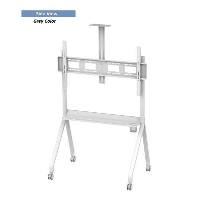 China Steel Height Adjustable Mobile TV Cart Rolling Floor Stand Mount For LED TV Screen 55