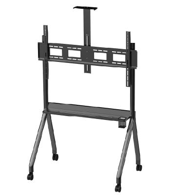 China Steel Heavy Duty Universal Lift Floor TV Mount Stand Rolling Mobile TV Cart With Shelf And Wheels for sale