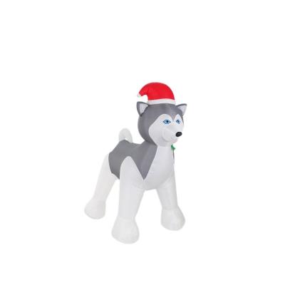 China Polyester Holiday Inflatable Lit Husky Dog For Holiday Yard Decoration for sale