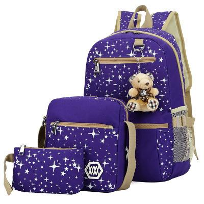 China Durable Brand New Design Backpack For Boys And Girls , 3 Piece Cute Printing Backpack Travel Bag for sale