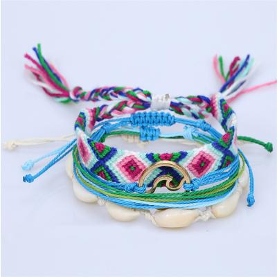 China Handmade Made to Order BOHEMIA Woven Braided Shell Bead Wire Wrap Natural Bracelet for sale