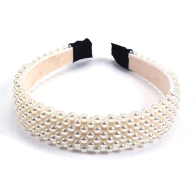 China New Elegant Pearl Headband Hair Accessories Girls Ladies Wide Handmade Beaded Headband Embellished With Pearl Jewelry for sale