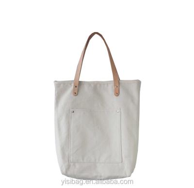 China Leather Handle Canvas Tote Bag Leather Handle for sale