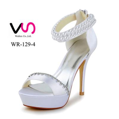 China Bridal Shoes 13cm High Heel With Thick Dyeable Satin Handmade Wholesale Platform Bridal Shoes for sale