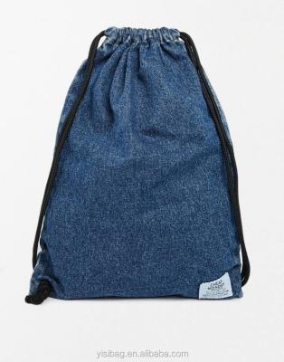 China Strong strong denim backpack with draw string for sale