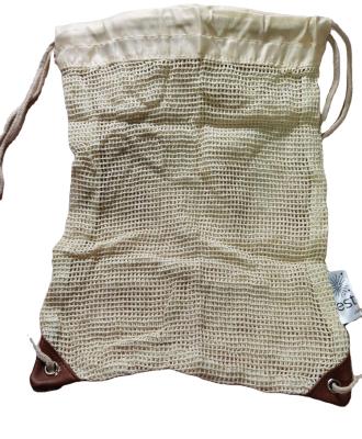 China Cotton 100% Cotton Mesh Drawstring Bag for sale