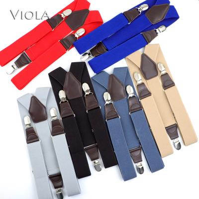 China Colorful Male Daily Belt BowTie Adjustable Accessory High Quality Classic 3.5cm Width Men's Y-Back Brace Soild Wide Suspenders for sale