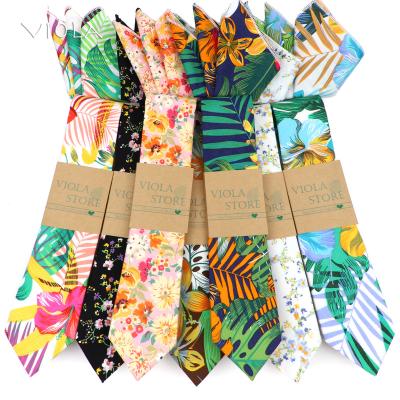 China Fashion Fairy Tale Jungle Jungle Tie Pocket Floral Bright Colorful Printed Square Set 6cm Cotton Tie Handkerchief Wedding Party Men Scarf for sale