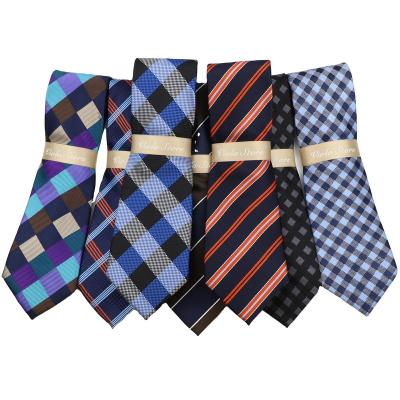 China Fashion Colorful Pink Orange Plaid Striped 8cm Polyester Tie Men Party Formal Daily Suit Classic Tie Neckerchief Gift Accessory for sale