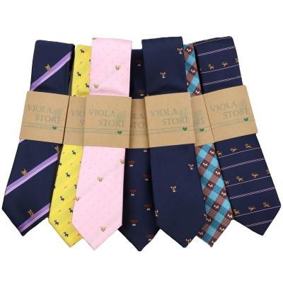 China Cute Narrow Tie 6cm Casual Polyester Jacquard Doggy Fashion Cartoon Tie Business Tuxedo Shirt Male Skinny Gift For Men Accessories for sale