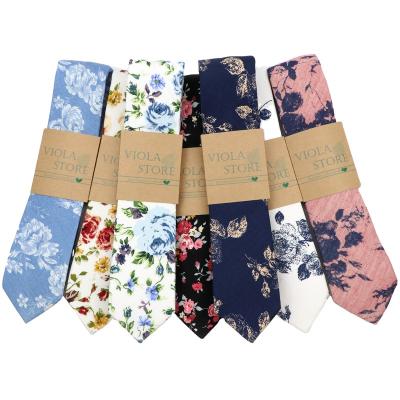 China Novelty Floral 100% Cotton Neck Tie 6cm Handsome Men Dress Wedding Accessories Party Male Tuxedo Shirt Tie Gift Fashion Neckerchief for sale