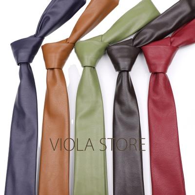 China : Fashion Classic Green Blue Pink Beige Gold Vintage Solid PU Leather Tie 5.5cm Wedding Gift Mens Womens Mens Womens Headscarf Accessory for sale