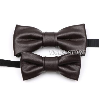 China Mens Striped Kids Cool Brown Bowtie Set Solid Classic Beige Pink PU Leather Women Nightclub Party Butterfly Gift Accessory Red Blue Green for sale