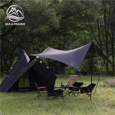 China Waterproof Sunscreen Camping Tent Fly Leaf Sunshade Sunshade Canopy Tent Tarp And Sea Grassland Camping Rainproof Tarp for sale