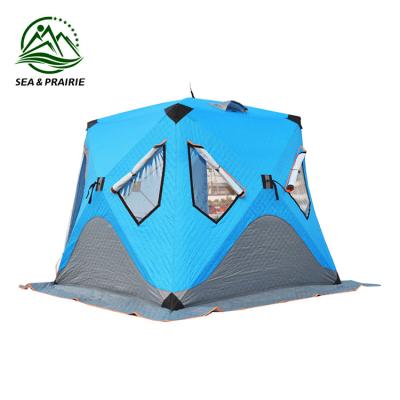 China Breathable Ice Fishing Tent SEA PRAIRIE Carry On Warm Wind Proof Ice Fishing Camping Thickened Cotton Folding Sauna Winter Fishing Outdoor Tent for sale