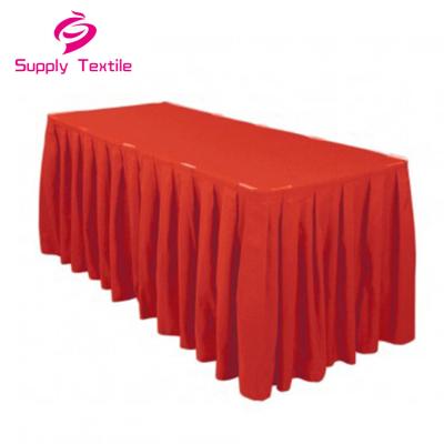 China Cheap 14 Foot Oilproof Accordion Pleat Polyester Wedding Decorative Pleated Table Skirt for sale