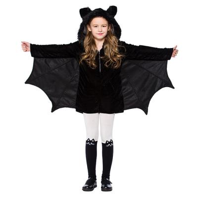 China Costumes Factory Price Halloween Vampire Bat Wings Costume Cape Black Girls Fancy Dress Costume for sale