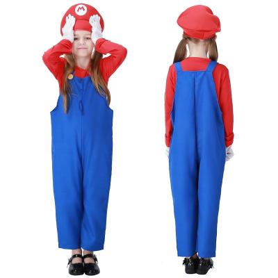 China New Movie Cosplay Mary Costumes Kids Boys Girls Halloween Sweet Mario Polyester Casual Costume for sale