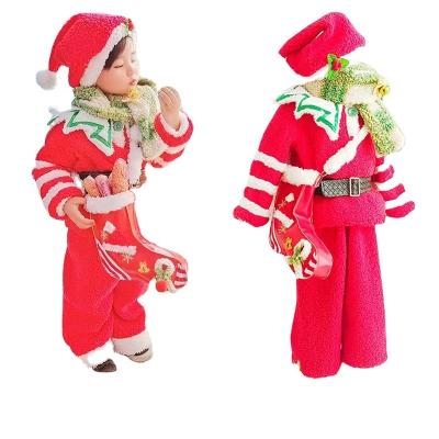 China Cute European and American fashion Christmas costume boy girl Santa Claus costume dance stage performance with cowl two-piece suit for sale