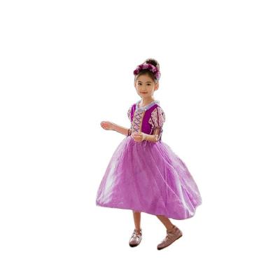 China Dance Stage Performance Noble Little Witch Costume Kids Purple Halloween Costume for sale