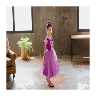 China Stage Performance Hot Sales Purple Midi Skirt Kids Girl Elegant Princess Dress Beautiful For Stage Costume for sale